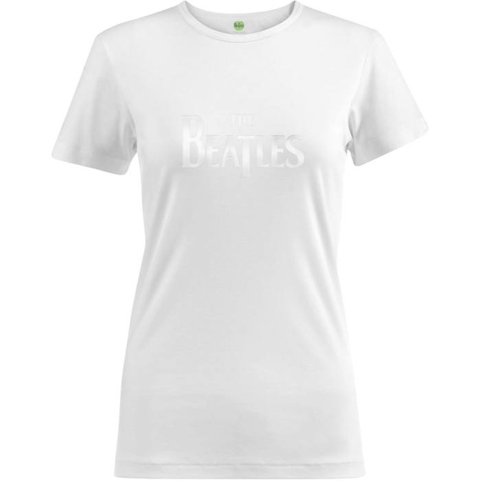 The Beatles Ladies Hi-Build T-Shirt: Drop T White-on-White 112329