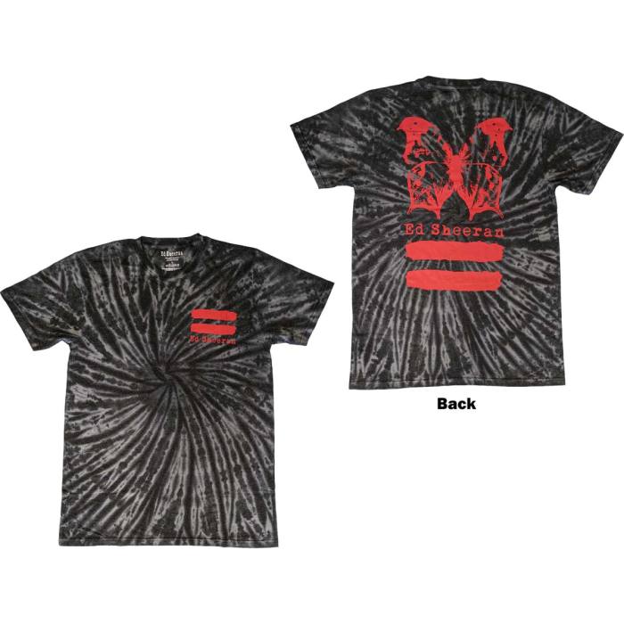Ed Sheeran Unisex T-Shirt: Red Equals Butterfly (Črna) (Back Print & Wash Collection) 113044