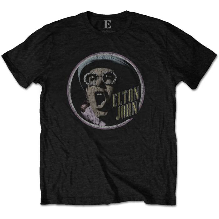 Elton John Unisex T-Shirt: Circle (Črna) 113068