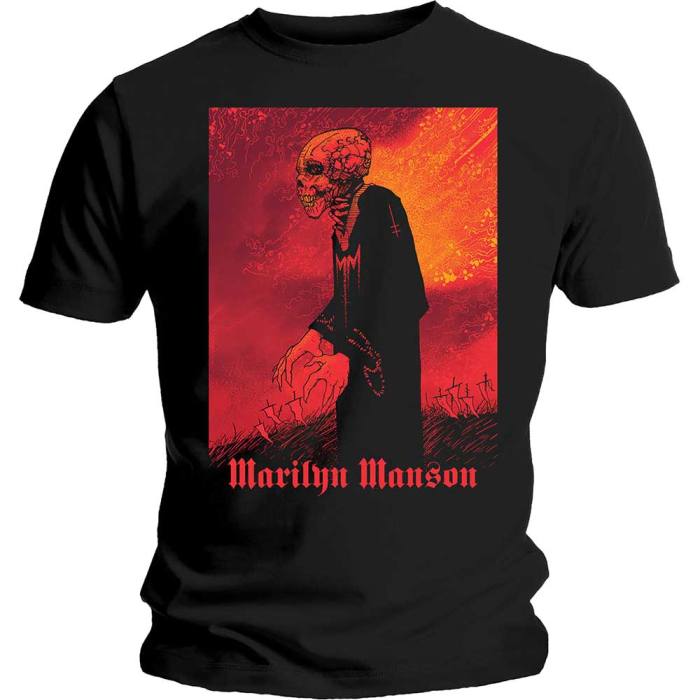 Marilyn Manson Unisex T-Shirt: Mad Monk (Black) Velikost XL 238333