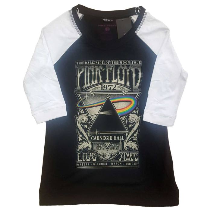 Pink Floyd Ladies Raglan T-Shirt: Carnegie Hall Poster (Black & White) 114559