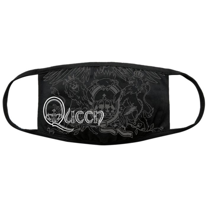 Queen Face Mask: Retro Logo & Crest (Črna) 114889