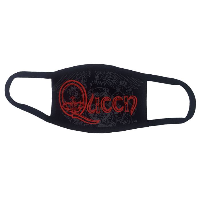 Queen Face Mask: Red Retro Logo (Črna) 114890