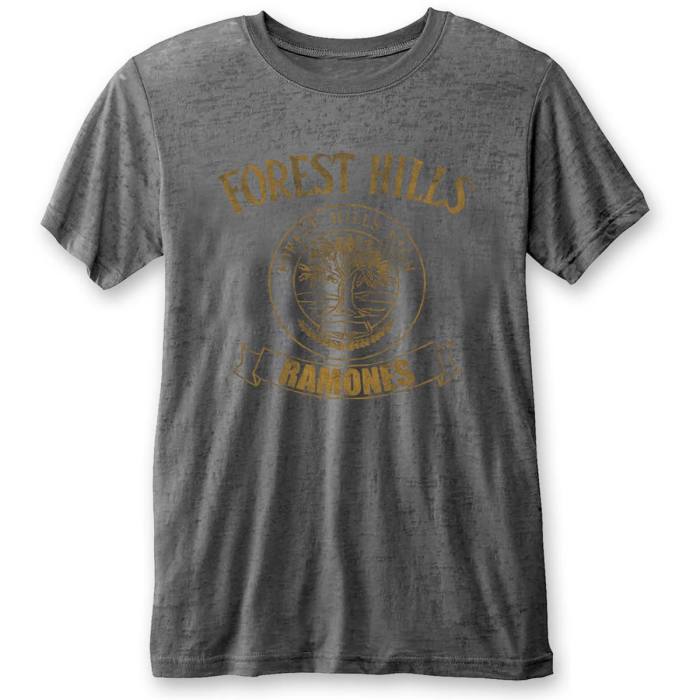 Ramones Unisex Burnout T-Shirt: Forest Hills (Charcoal Grey) 114902