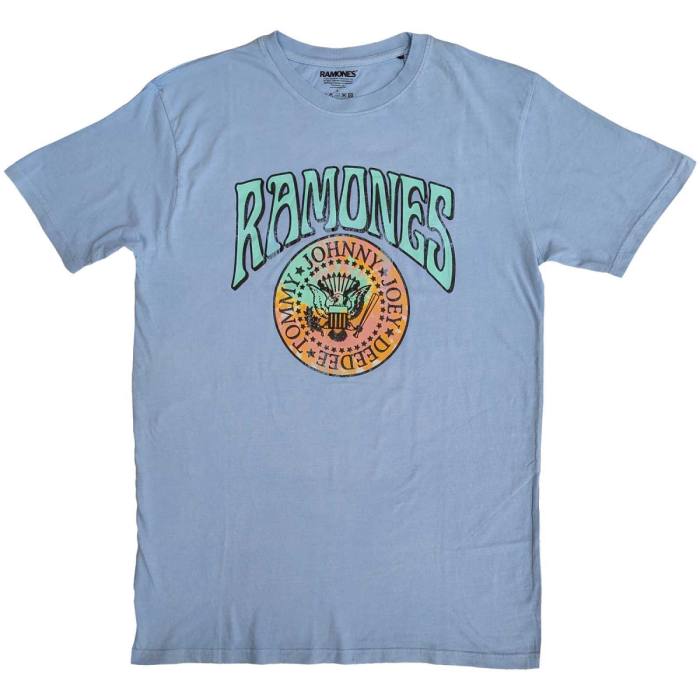 Ramones Unisex T-Shirt: Crest Psych (Light Blue) 114921