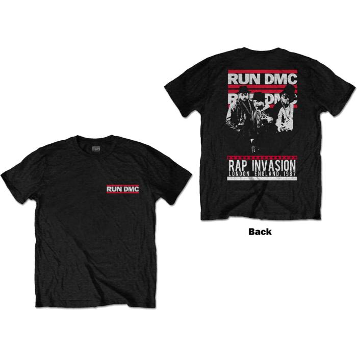Run DMC Unisex T-shirt: Rap Invasion (Črna) (Zadnji print) 114933