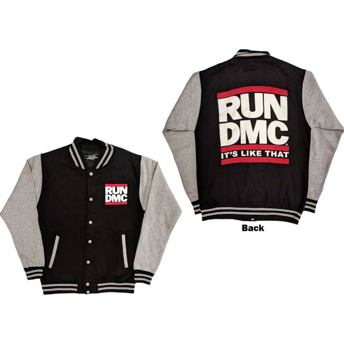 Run DMC Unisex Varsity Jacket: It's Like That (Black & Grey) (Back Print) 114934