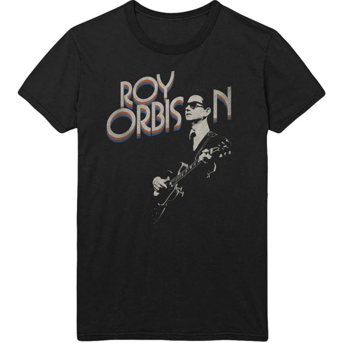 Roy Orbison Unisex T-Shirt: Guitar & Logo (Črna) 114977