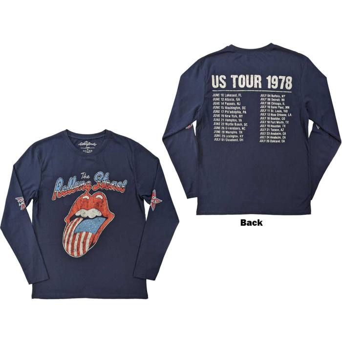 The Rolling Stones Unisex Long Sleeve T-Shirt: US Tour '78 (Back & Sleeve Print) 114996