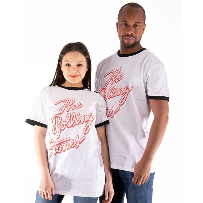 The Rolling Stones Unisex Ringer T-Shirt: Signature Logo (bela) 115067
