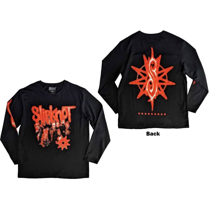 Slipknot Unisex Long Sleeve T-Shirt: The End So Far Group Photo Tribal-S Nonagram (Back & Sleeve Print) 115107