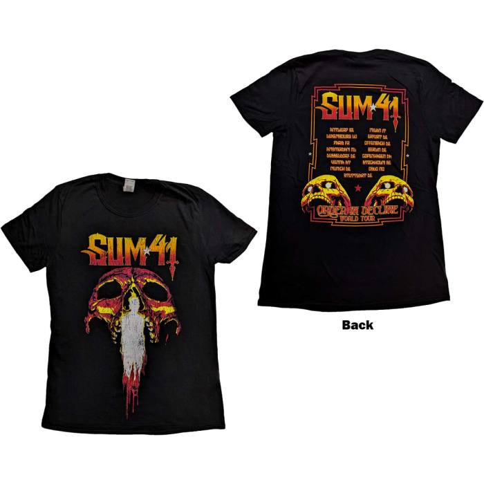 Sum 41 Unisex T-Shirt: Order In Decline Tour 2020 Candle Skull (Back Print) (Ex-Tour) 115560