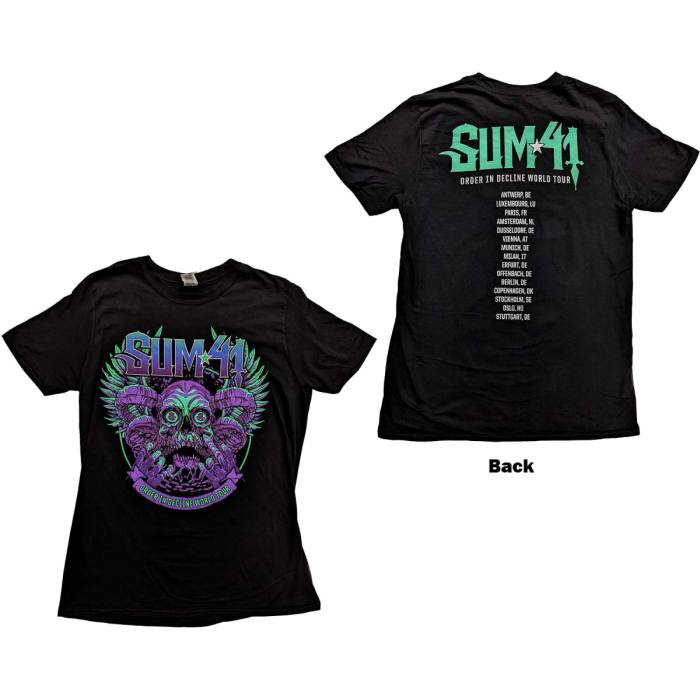 Sum 41 Unisex T-Shirt: Order In Decline Tour 2020 Purple Skull (Ex-Tour & Back Print) 115562