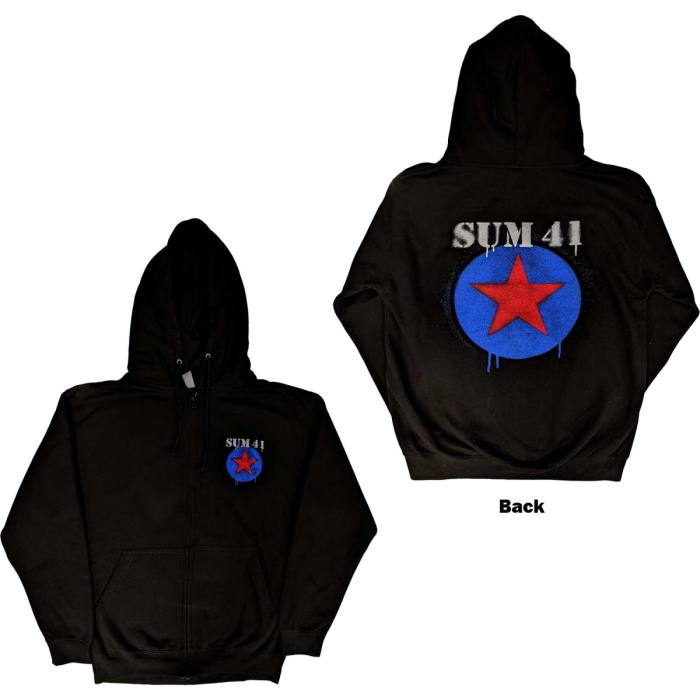 Sum 41 Unisex Zipped Hoodie: Star Logo (Back Print) (Ex-Tour) 115569