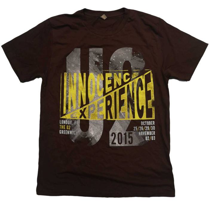 U2 Unisex T-Shirt: I+E London Event 2015 (Rjava) 115773