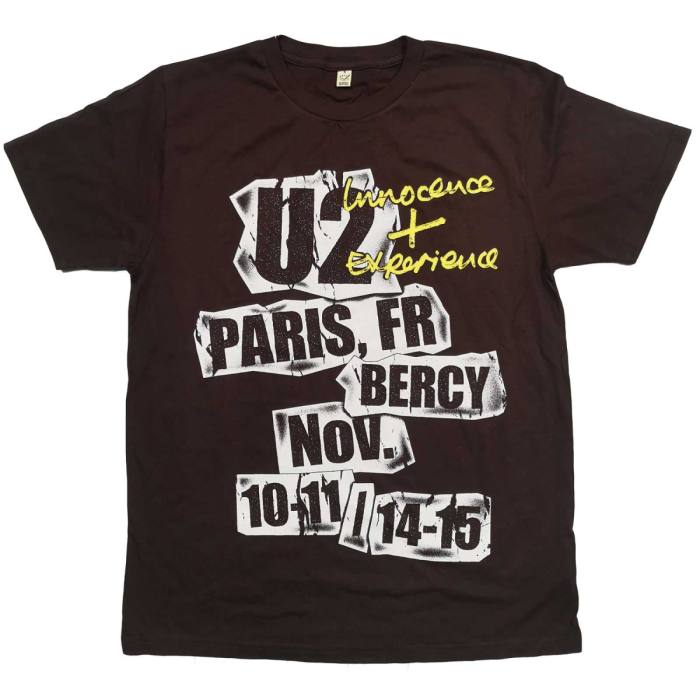 U2 Unisex T-Shirt: I+E Paris Event 2015 (Rjava) 115777