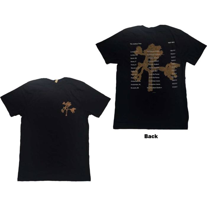 U2 Unisex T-Shirt: Joshua Tree Dates 2017 (Back Print) 115779