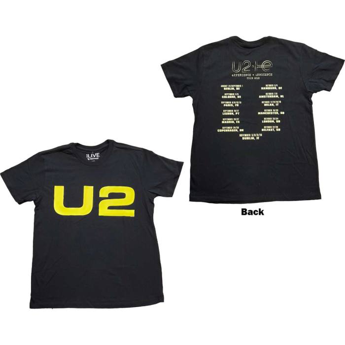 U2 Unisex T-Shirt: Logo 2018 (črna, hrbtni potisk, ex-tour) 115783