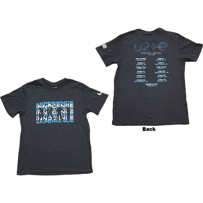 U2 Unisex T-Shirt: Repeat Logo (črna, hrbtni potisk, ex-tour) 115784