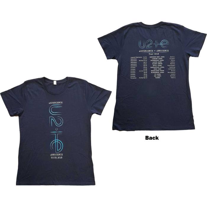 U2 Ženski T-shirt: I+E 2018 Tour Dates (Modra mornarska) 115794