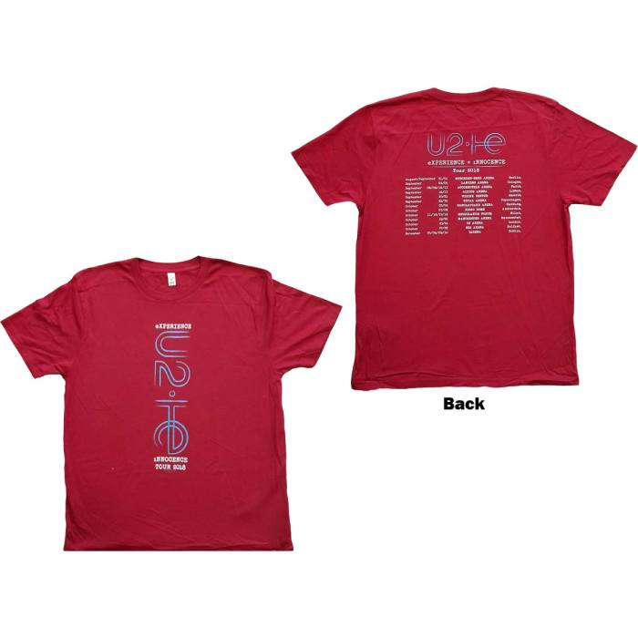 U2 Unisex T-shirt: I+E 2018 Tour Dates (Rdeča bordo) 115795