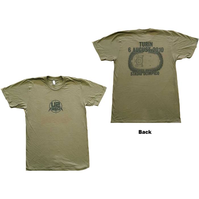 U2 Unisex T-Shirt: 360 Degree Tour Turin 2010 (Zelen) (Zadnji Print & Ex-Tour) 115806