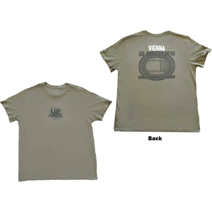 U2 Unisex T-Shirt: 360 Degree Tour Vienna 2010 (Zelen) (Zadnji Print & Ex-Tour) 115808