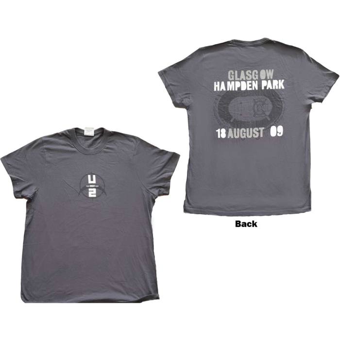 U2 Unisex T-Shirt: 360 Degree Tour Glasgow 2009 (Siv) (Zadnji Print & Ex-Tour) 115810
