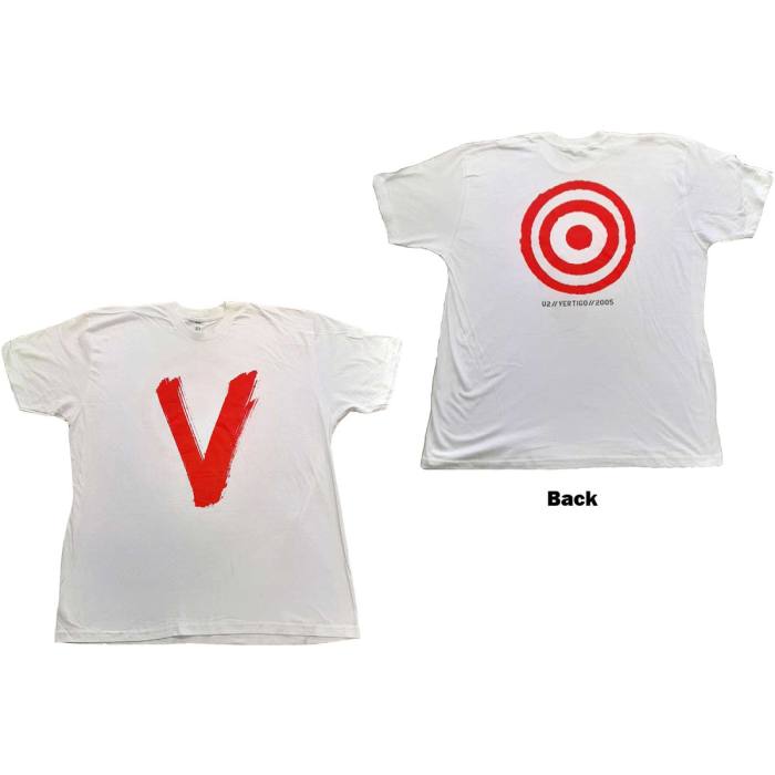 U2 Unisex T-Shirt: U2 Vertigo Tour 2005 Red V (bel, back print, ex-tour) 115813