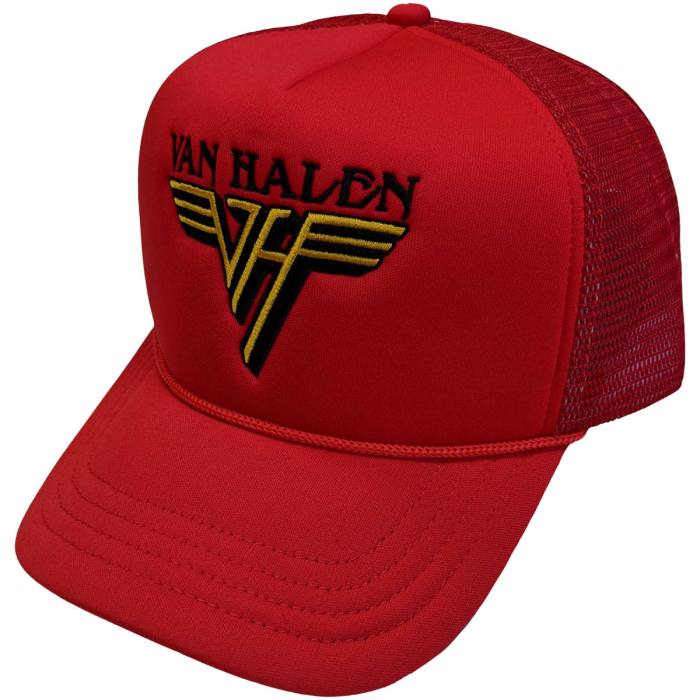 Van Halen unisex mesh back kapa s ščitnikom Text & Yellow Logo (rdeče-črna) 115835