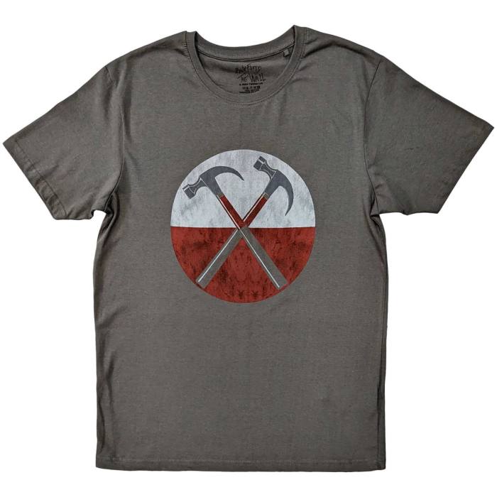 Pink Floyd Unisex Vintage T-Shirt: Vintage The Wall Hammers (Charcoal Grey) 115858