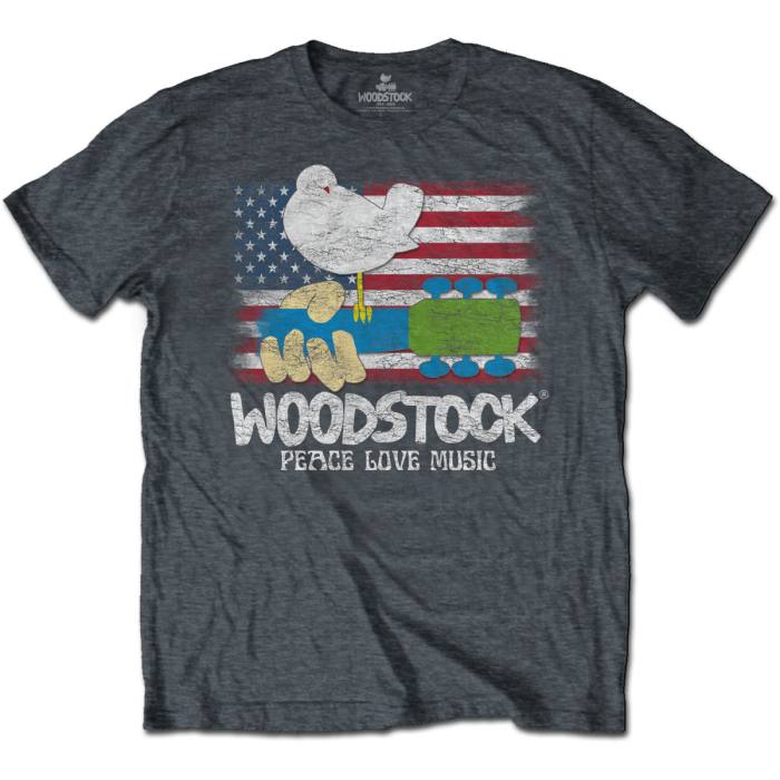 Woodstock Unisex T-Shirt: Flag (Heather Grey) 115976