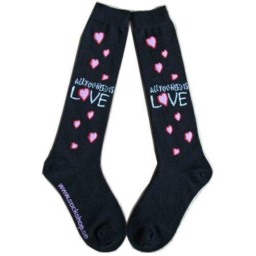 The Beatles Ladies Knee High Socks: All You Need Is Love (Black) (UK Size 4 - 7) 116160