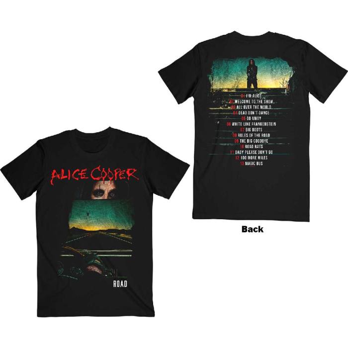 Alice Cooper Unisex T-Shirt: Road Cover Tracklist (Back Print) 116455