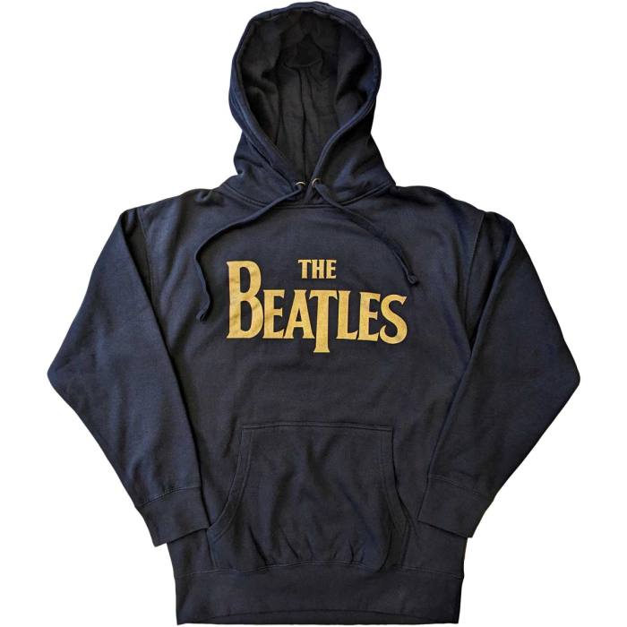 The Beatles Unisex Pullover Hoodie: Gold Drop T Logo (temno moder) 117086