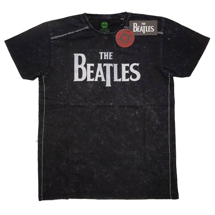 The Beatles unisex T-Shirt: Drop T Logo (Wash Collection, črna) 117239