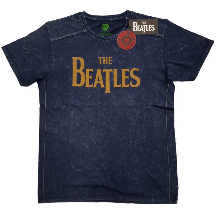 The Beatles Unisex T-Shirt: Drop T Logo Snow Wash (navy modra) 117245
