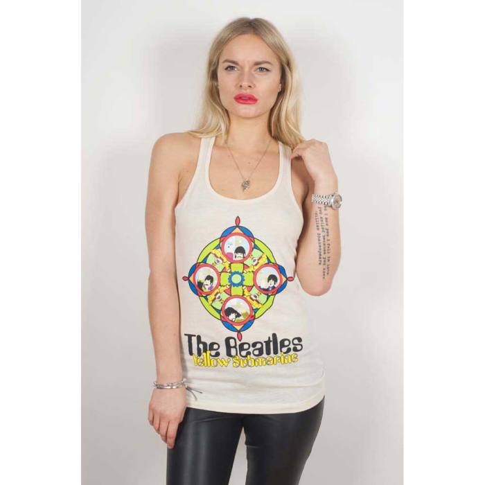 The Beatles Ladies Vest T-Shirt: Yellow Submarine & Portholes 117376