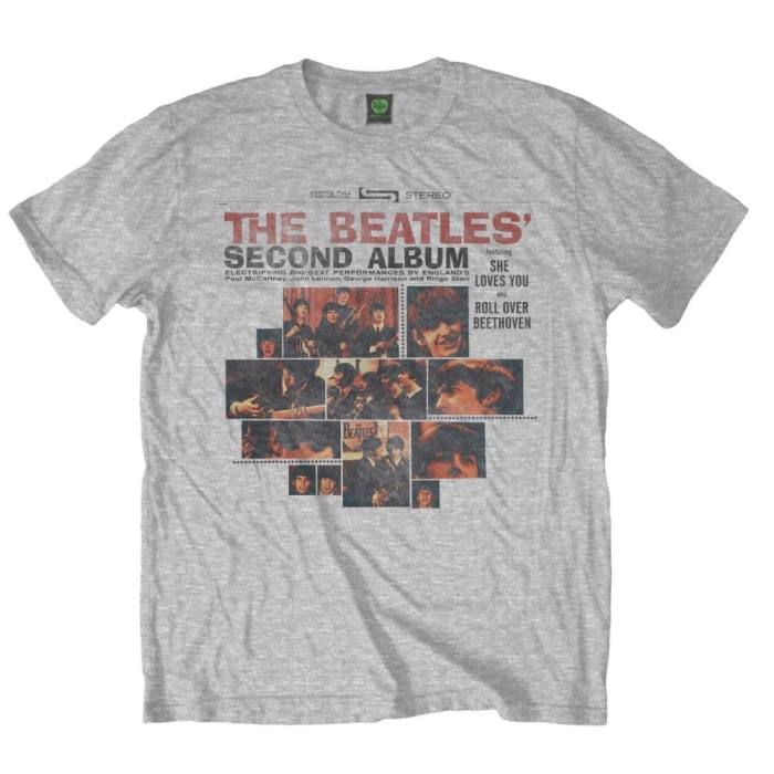 The Beatles Unisex T-Shirt: Second Album (Grey) 117405