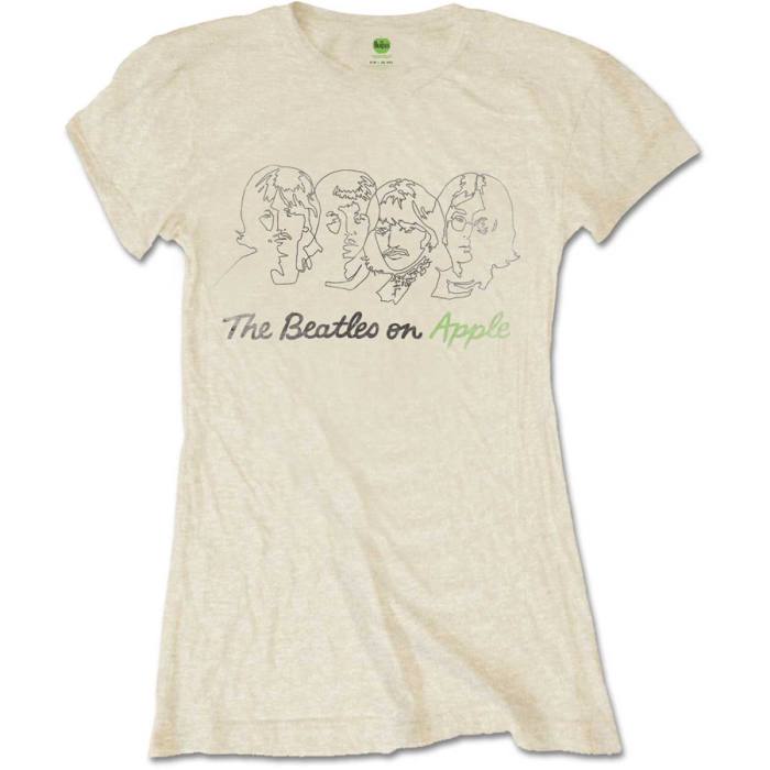 The Beatles Ladies T-Shirt: Outline Faces on Apple 117573