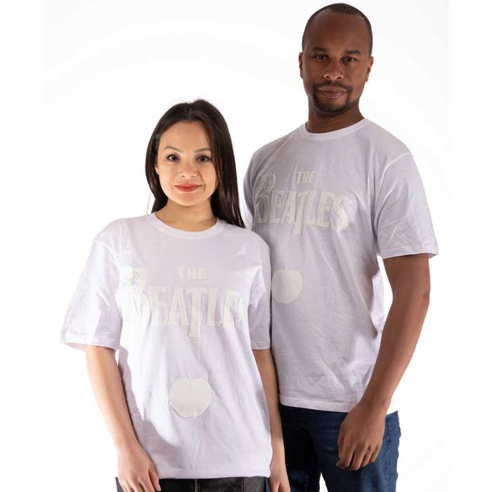 The Beatles unisex Hi-Build T-Shirt: Logo & Apple, bela 117835
