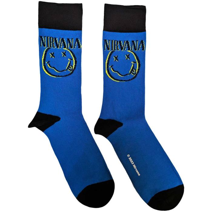 Nirvana unisex gležnjarne nogavice: Inverse Happy Face (modre) 118955
