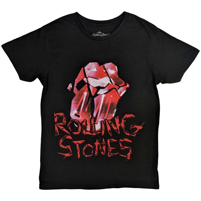 The Rolling Stones Unisex T-Shirt: Hackney Diamonds Cracked Glass Tongue 120805