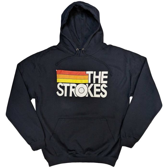 The Strokes unisex pulover Hoodie Logo & Stripes (temno moder) 121595