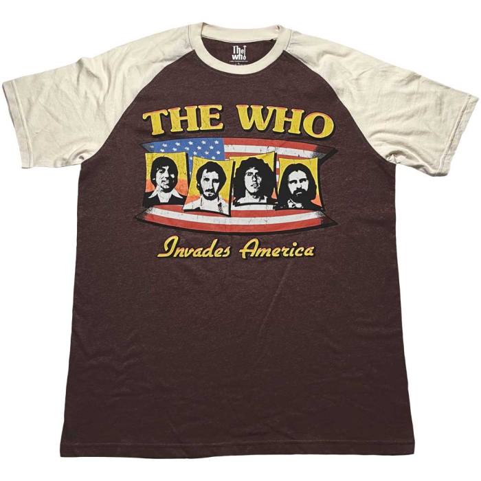 The Who Unisex Raglan T-Shirt: Invades America (Rjava in Naravna) 122393
