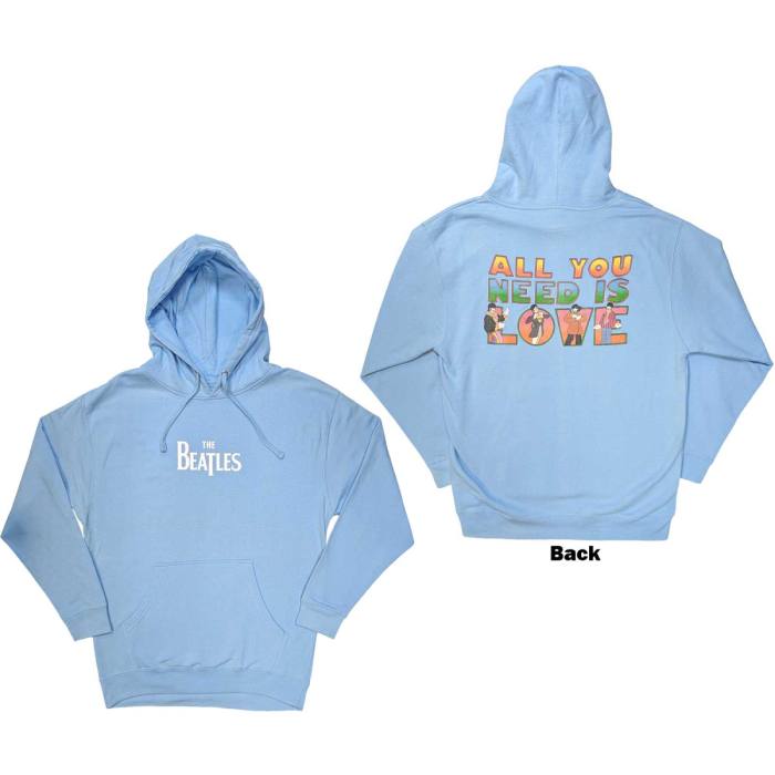The Beatles unisex Hoodie: All You Need Is Love (svetlo moder, back print) 122748