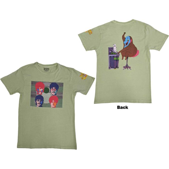 The Beatles unisex T-shirt: Yellow Submarine Magic Piano (zelen, back print) 122799