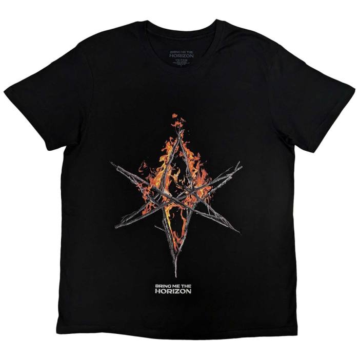 Bring Me The Horizon Unisex T-Shirt: Flame Hex & Text Logo 123013