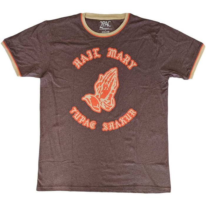 Tupac unisex ringer T-shirt Hail Mary (rjav/oranžen/pesek) 129278