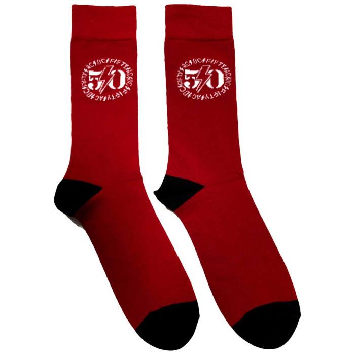 AC/DC unisex nizke nogavice 50th Logo (rdeče) 129347